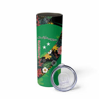 Custom St Kitts and Nevis Cricket Skinny Tumbler Tropical Flowers Jersey