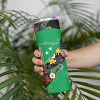 Custom St Kitts and Nevis Cricket Skinny Tumbler Tropical Flowers Jersey