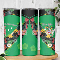 Custom St Kitts and Nevis Cricket Skinny Tumbler Tropical Flowers Jersey