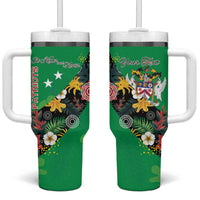 Custom St Kitts and Nevis Cricket Tumbler With Handle Tropical Flowers Jersey