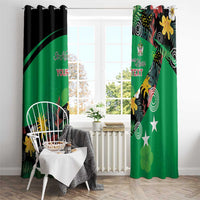 Custom St Kitts and Nevis Cricket Window Curtain Tropical Flowers Jersey