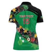 Custom St Kitts and Nevis Cricket Women Polo Shirt Tropical Flowers Jersey