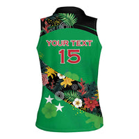 Custom St Kitts and Nevis Cricket Women Sleeveless Polo Shirt Tropical Flowers Jersey