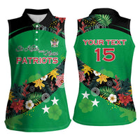 Custom St Kitts and Nevis Cricket Women Sleeveless Polo Shirt Tropical Flowers Jersey