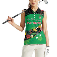 Custom St Kitts and Nevis Cricket Women Sleeveless Polo Shirt Tropical Flowers Jersey