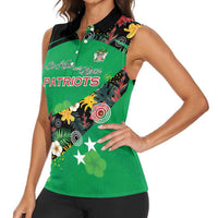 Custom St Kitts and Nevis Cricket Women Sleeveless Polo Shirt Tropical Flowers Jersey