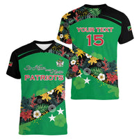 Custom St Kitts and Nevis Cricket Women V-Neck T-Shirt Tropical Flowers Jersey