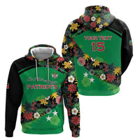 Custom St Kitts and Nevis Cricket Zip Hoodie Tropical Flowers Jersey
