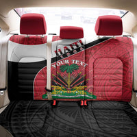 Personalized Haiti Back Car Seat Cover Flag 1964 Coat Of Arms - Polynesian Style - Wonder Print Shop