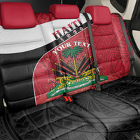 Personalized Haiti Back Car Seat Cover Flag 1964 Coat Of Arms - Polynesian Style - Wonder Print Shop
