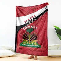 Personalized Haiti Blanket Flag 1964 Coat Of Arms - Polynesian Style