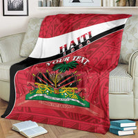 Personalized Haiti Blanket Flag 1964 Coat Of Arms - Polynesian Style