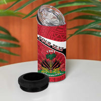 Personalized Haiti 4 in 1 Can Cooler Tumbler Flag 1964 Coat Of Arms - Polynesian Style - Wonder Print Shop