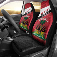 Personalized Haiti Car Seat Cover Flag 1964 Coat Of Arms - Polynesian Style - Wonder Print Shop
