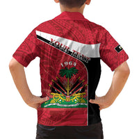 Personalized Haiti Family Matching Long Sleeve Bodycon Dress and Hawaiian Shirt Flag 1964 Coat Of Arms - Polynesian Style - Wonder Print Shop