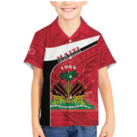 Personalized Haiti Family Matching Mermaid Dress and Hawaiian Shirt Flag 1964 Coat Of Arms - Polynesian Style - Wonder Print Shop