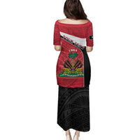 Personalized Haiti Family Matching Puletasi and Hawaiian Shirt Flag 1964 Coat Of Arms - Polynesian Style - Wonder Print Shop