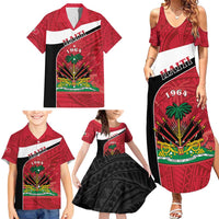 Personalized Haiti Family Matching Summer Maxi Dress and Hawaiian Shirt Flag 1964 Coat Of Arms - Polynesian Style - Wonder Print Shop