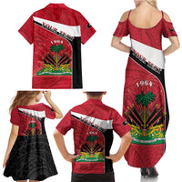 Personalized Haiti Family Matching Summer Maxi Dress and Hawaiian Shirt Flag 1964 Coat Of Arms - Polynesian Style - Wonder Print Shop