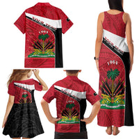 Personalized Haiti Family Matching Tank Maxi Dress and Hawaiian Shirt Flag 1964 Coat Of Arms - Polynesian Style - Wonder Print Shop