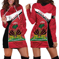 Personalized Haiti Hoodie Dress Flag 1964 Coat Of Arms - Polynesian Style - Wonder Print Shop