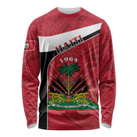 Personalized Haiti Long Sleeve Shirt Flag 1964 Coat Of Arms - Polynesian Style - Wonder Print Shop
