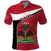 Personalized Haiti Polo Shirt Flag 1964 Coat Of Arms - Polynesian Style - Wonder Print Shop