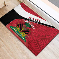 Personalized Haiti Rubber Doormat Flag 1964 Coat Of Arms - Polynesian Style - Wonder Print Shop