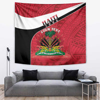 Personalized Haiti Tapestry Flag 1964 Coat Of Arms - Polynesian Style - Wonder Print Shop