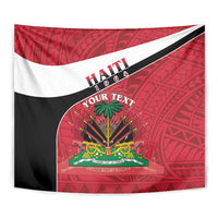 Personalized Haiti Tapestry Flag 1964 Coat Of Arms - Polynesian Style - Wonder Print Shop