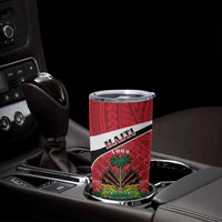 Personalized Haiti Tumbler Cup Flag 1964 Coat Of Arms - Polynesian Style - Wonder Print Shop