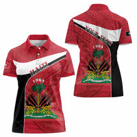 Personalized Haiti Women Polo Shirt Flag 1964 Coat Of Arms - Polynesian Style - Wonder Print Shop