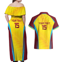 Custom West Indies Cricket Couples Matching Off Shoulder Maxi Dress and Hawaiian Shirt Go Windies Go - Wonder Print Shop