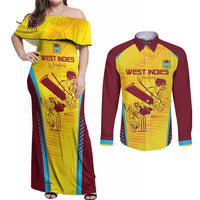 Custom West Indies Cricket Couples Matching Off Shoulder Maxi Dress and Long Sleeve Button Shirt Go Windies Go - Wonder Print Shop