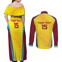 Custom West Indies Cricket Couples Matching Off Shoulder Maxi Dress and Long Sleeve Button Shirt Go Windies Go - Wonder Print Shop