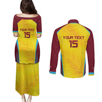 Custom West Indies Cricket Couples Matching Puletasi and Long Sleeve Button Shirt Go Windies Go - Wonder Print Shop