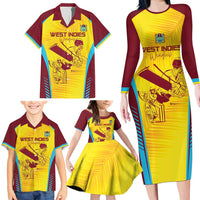 Custom West Indies Cricket Family Matching Long Sleeve Bodycon Dress and Hawaiian Shirt Go Windies Go - Wonder Print Shop