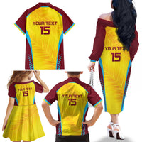 Custom West Indies Cricket Family Matching Off The Shoulder Long Sleeve Dress and Hawaiian Shirt Go Windies Go - Wonder Print Shop