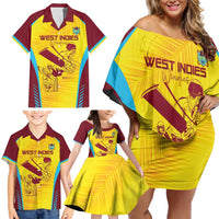 Custom West Indies Cricket Family Matching Off Shoulder Short Dress and Hawaiian Shirt Go Windies Go - Wonder Print Shop