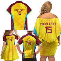 Custom West Indies Cricket Family Matching Off Shoulder Short Dress and Hawaiian Shirt Go Windies Go - Wonder Print Shop