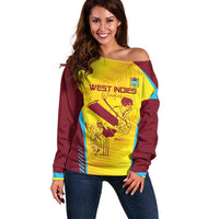 Custom West Indies Cricket Off Shoulder Sweater Go Windies Go - Wonder Print Shop