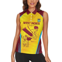 Custom West Indies Cricket Women Sleeveless Polo Shirt Go Windies Go - Wonder Print Shop