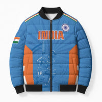Custom India Cricket Bomber Puffer Jacket Go Champions - Wonder Print Shop