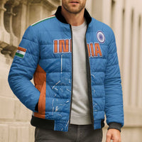 Custom India Cricket Bomber Puffer Jacket Go Champions - Wonder Print Shop
