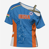 Custom India Cricket Cross Shoulder Shirt Go Champions - Wonder Print Shop