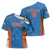 Custom India Cricket Cross Shoulder Shirt Go Champions - Wonder Print Shop