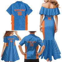 Custom India Cricket Family Matching Mermaid Dress and Hawaiian Shirt Go Champions - Wonder Print Shop