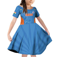 Custom India Cricket Family Matching Off Shoulder Short Dress and Hawaiian Shirt Go Champions - Wonder Print Shop