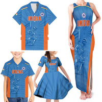 Custom India Cricket Family Matching Tank Maxi Dress and Hawaiian Shirt Go Champions - Wonder Print Shop