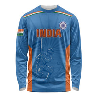 Custom India Cricket Long Sleeve Shirt Go Champions - Wonder Print Shop